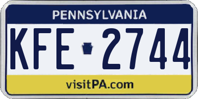 PA license plate KFE2744