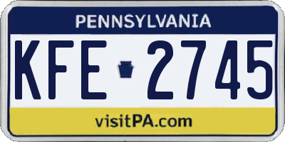 PA license plate KFE2745