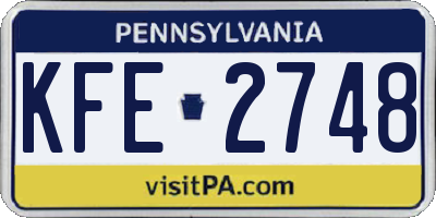 PA license plate KFE2748