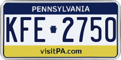 PA license plate KFE2750