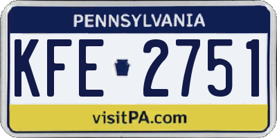 PA license plate KFE2751