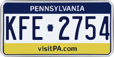 PA license plate KFE2754