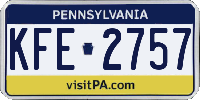 PA license plate KFE2757