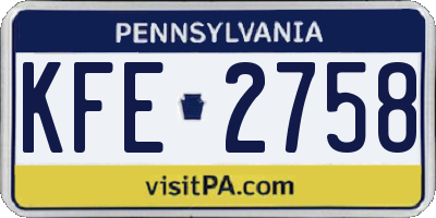 PA license plate KFE2758