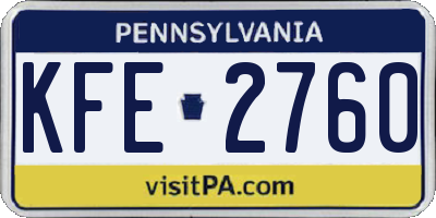 PA license plate KFE2760