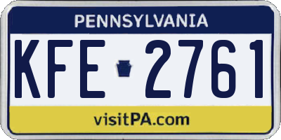 PA license plate KFE2761