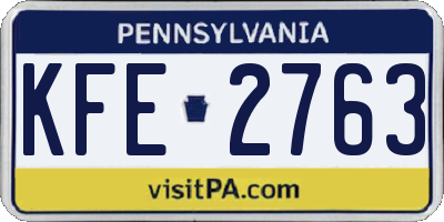 PA license plate KFE2763