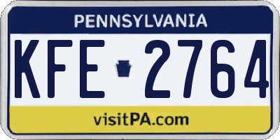 PA license plate KFE2764