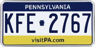 PA license plate KFE2767