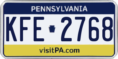 PA license plate KFE2768