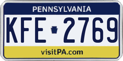 PA license plate KFE2769