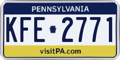 PA license plate KFE2771