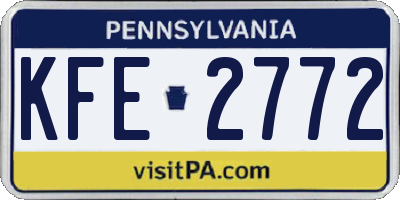 PA license plate KFE2772