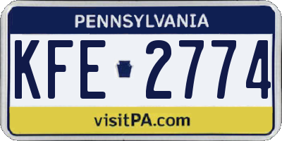 PA license plate KFE2774