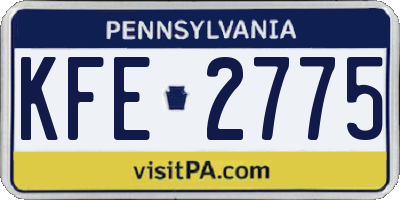 PA license plate KFE2775