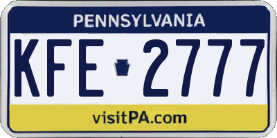 PA license plate KFE2777