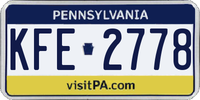 PA license plate KFE2778