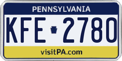 PA license plate KFE2780