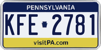 PA license plate KFE2781