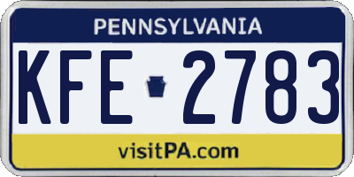 PA license plate KFE2783