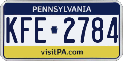 PA license plate KFE2784