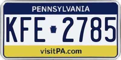 PA license plate KFE2785
