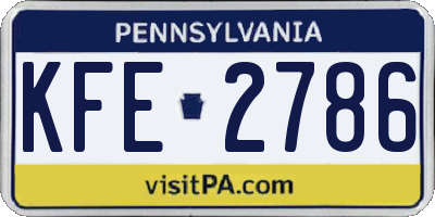PA license plate KFE2786