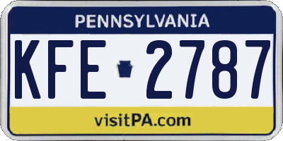 PA license plate KFE2787