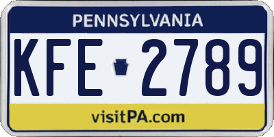 PA license plate KFE2789