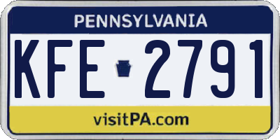PA license plate KFE2791