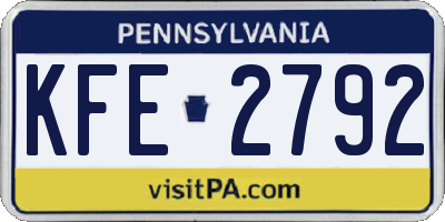 PA license plate KFE2792