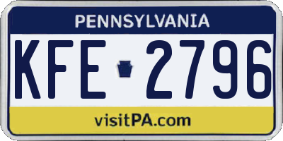 PA license plate KFE2796
