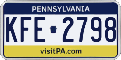 PA license plate KFE2798