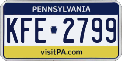 PA license plate KFE2799