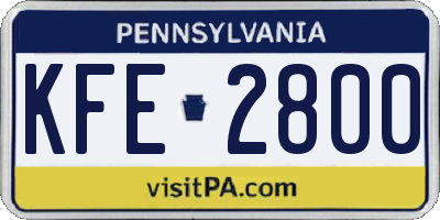 PA license plate KFE2800