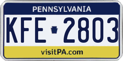 PA license plate KFE2803