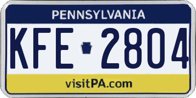 PA license plate KFE2804