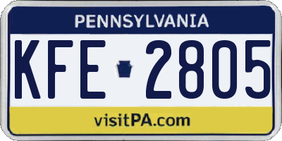 PA license plate KFE2805