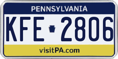 PA license plate KFE2806