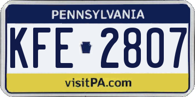 PA license plate KFE2807