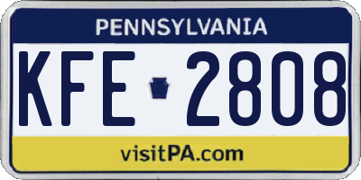 PA license plate KFE2808