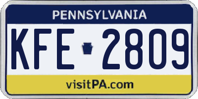 PA license plate KFE2809