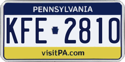 PA license plate KFE2810