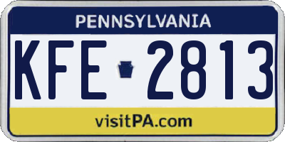 PA license plate KFE2813