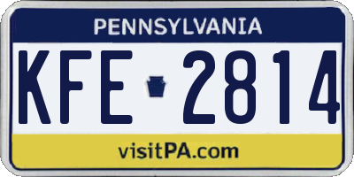 PA license plate KFE2814