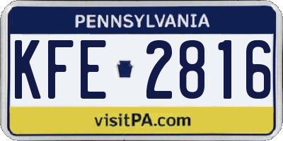 PA license plate KFE2816