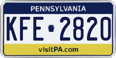 PA license plate KFE2820