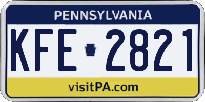 PA license plate KFE2821
