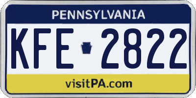 PA license plate KFE2822