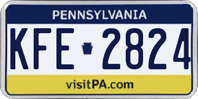 PA license plate KFE2824